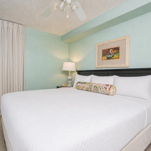 A soothing king suite welcomes you with a plush bed and peaceful lighting for restful nights