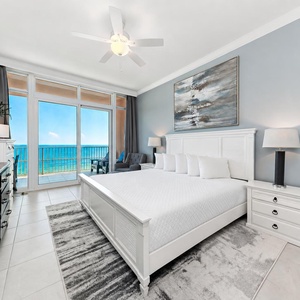 Unwind on the plush king bed in the master suite and watch the gulf water glint from the balcony