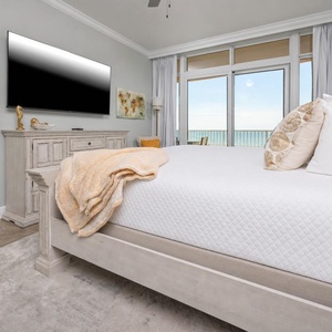Unwind after a day at the beach and stream your favorite shows in the master and wake up to gentle waves