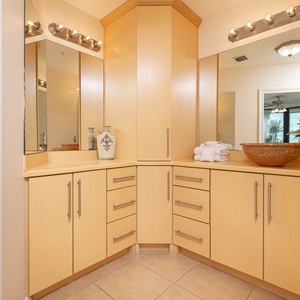 Bask in rejuvenation in the elegant master bath, complemented by natural light and inviting decor