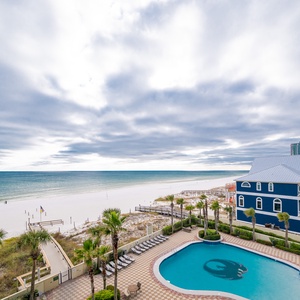 Bask in the coastal vibe from your balcony, where you can soak in stunning views of the beach and relax in tranquility