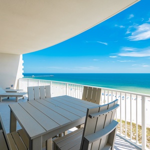 Soak in panoramic views of the tranquil waters and soft white sand below