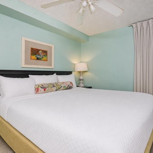 A soothing king suite welcomes you with a plush bed and peaceful lighting for restful nights