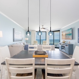 Fresh coastal breeze drifts through the living room as you settle into comfortable seating and enjoy the view