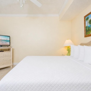 Relax on the cozy queen bed in this guest suite and stream your favorite shows after a fun vacation day