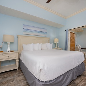 Enjoy restful nights in this king master suite with cozy bedding and drift off into a peaceful slumber