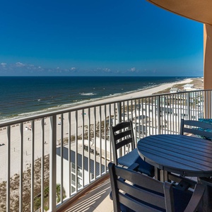 Sit at the balcony table, feel gulf breezes, and watch waves roll along the expansive beach
