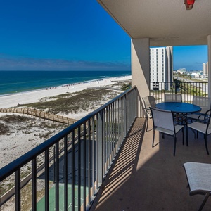 Enjoy meals at the outdoor beachfront balcony while taking in breathtaking views of the coast and calming waters