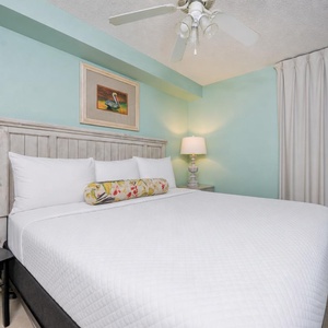 A soothing king suite welcomes you with a plush bed and peaceful lighting for restful nights
