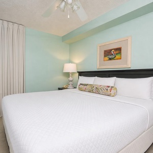 A soothing king suite welcomes you with a plush bed and peaceful lighting for restful nights