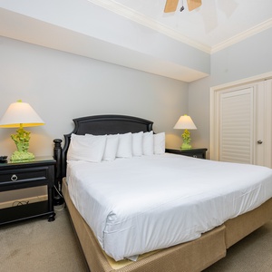 Recharge in a cozy king bed, with soft linens inviting you to drift into a peaceful slumber in this master suite