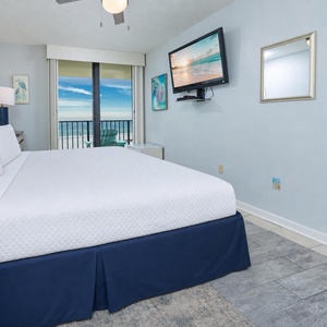 Your king bed encourages restful nights while the balcony invites you to hear the waves and watch sunsets