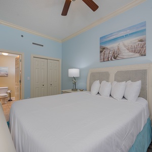 Sink into the fluffy queen bed in this guest suite, enveloped by soothing decor that invites peaceful nights