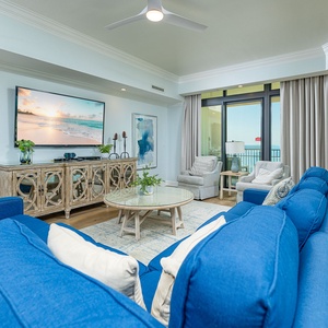 Enjoy your favorite shows or have a movie night after a day at the beach in this stunning vacation retreat 