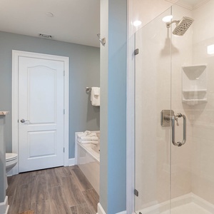 Indulge in relaxation in the master bath with a refreshing walk-in shower and soothing tub