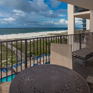 Enjoy the fresh gulf air on the balcony, overlooking the beach and inviting waters for a perfect getaway