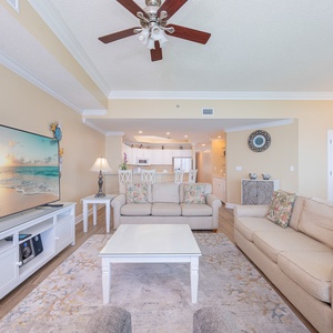 Relax in this cozy space for family game night or a good movie
