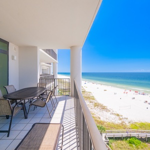 Experience the expansive views from this spacious balcony, perfect for relaxing with friends or family