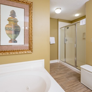 Unwind in the luxurious jetted tub or refreshing walk-in shower in the master suite bath