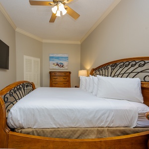 Rest in a plush king bed in this guest room and catch up on your favorite show before drifting off to sleep