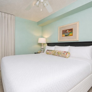 A soothing king suite welcomes you with a plush bed and peaceful lighting for restful nights