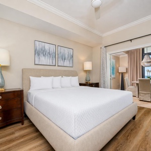 Experience restful nights in the king master suite, surrounded by serene decor that brings a tranquil vibe to your retreat