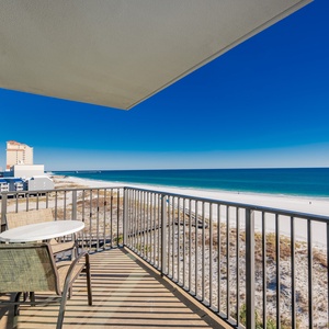 Relax on your east corner balcony with stunning views of the Gulf Shores coastline and tranquil waters