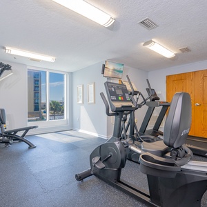 Get in your workout on vacation in the well-equipped fitness center with cardio machines and weights