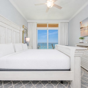 Greet each morning with soft, plush comforts and inviting views of the coast from your master bedroom