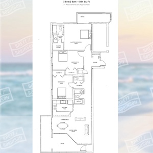 Floor plan showcasing a three-bedroom, two-bath layout with open living and dining areas, ideal for family gatherings