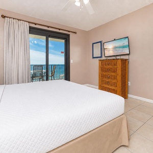 Awaken to serene coastal views from your king bed, inviting you to start your day with relaxation and peace