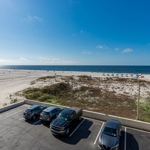 Enjoy relaxing beachfront views and easy access to the sandy shore from this inviting outdoor space