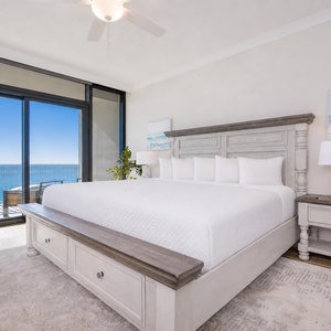 Experience restful nights in the master bedroom with a king bed and beachfront balcony access