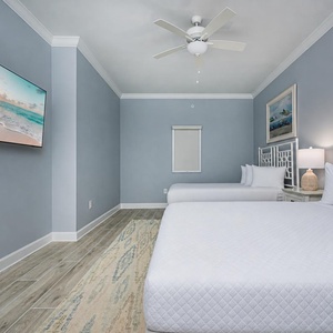 Unwind with your favorite show after a day at the beach and drift off for a restful night