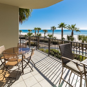 Relax on your balcony and bask in the sunlight with mesmerizing views of the gulf coast on your beach retreat