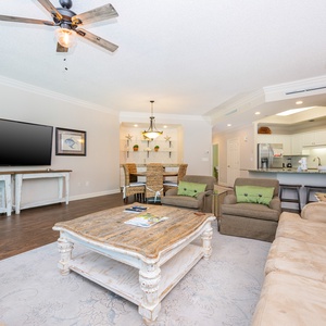 Stream your favorite shows or enjoy a family movie night in this cozy living space