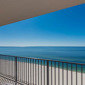 Breathtaking views of the shoreline and gentle waves from your beachfront balcony