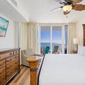 Relax in the master suite with gentle coast breezes flowing through glass doors onto your balcony view