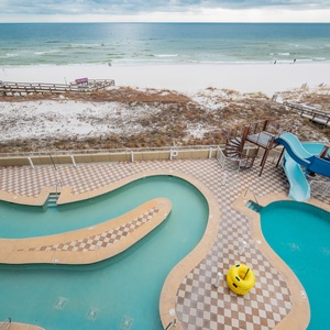 Lounge in the lazy river on yellow floats, brave the fun waterslide, relax in indoor hot tubs, or cool off in the indoor pool