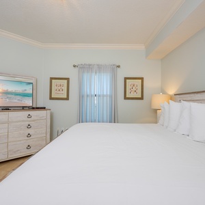 Stream your favorite show or enjoy a good movie in this king guest suite for restful nights