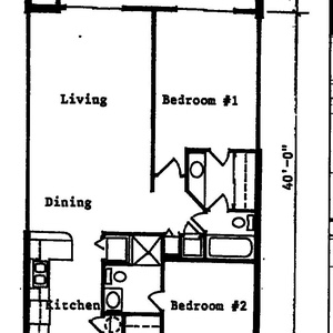 This floor plan features a spacious layout with two bedrooms, living area, and well-equipped kitchen, perfect for the family