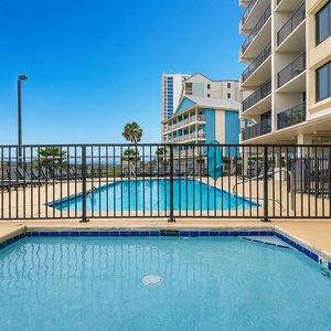 The kiddie pool provides a fun spot for little ones to splash and play