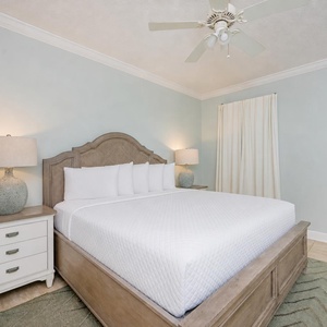 Sink into the king master suite's crisp linens and let the quiet calm wash over you before bedtime