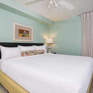 A soothing king suite welcomes you with a plush bed and peaceful lighting for restful nights