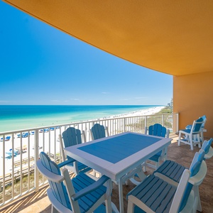 Your balcony invites peaceful mornings with a cool breeze and endless gulf views as you sip coffee