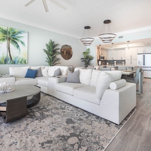 Stunning living space that sets a calm gulf coast mood, for the perfect beach retreat