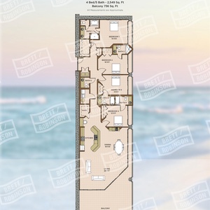 Explore this four bedroom 4.5 bath vacation rental with spacious living areas and balcony access from each bedroom