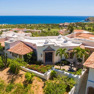 Aerial garden view of villa