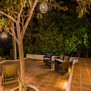 Beautiful outdoor patio at night