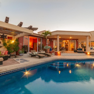 Cozy pool terrace with grill